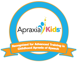 Apraxia Kids badge: Recognized for Advanced Training in Childhood Apraxia of Speech